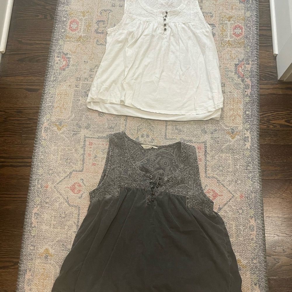 Lucky Brand dark gray and cream Floral Tops